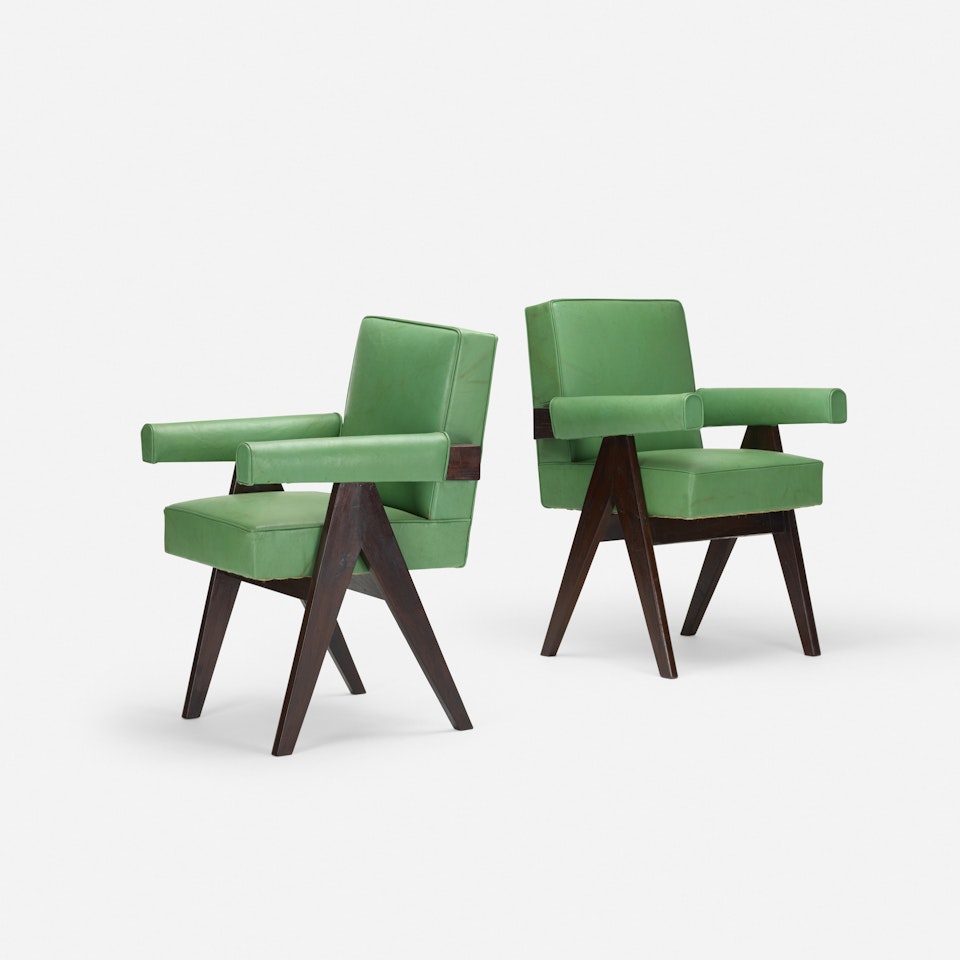 armchairs from Chandigarh, pair by Pierre Jeanneret