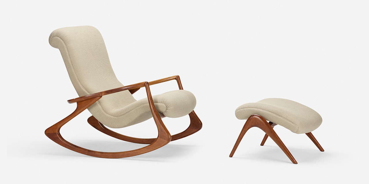 Sculpted rocking chair and ottoman by Vladimir Kagan