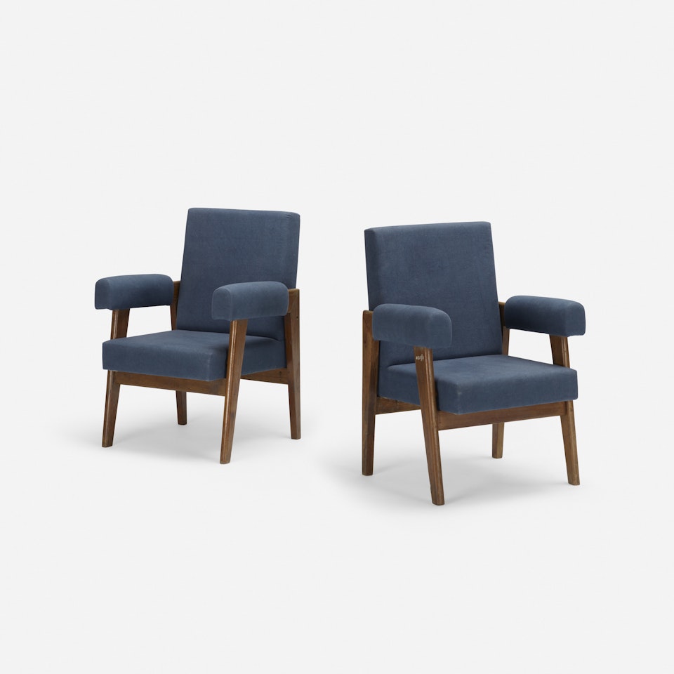 Bridge armchairs from High Court, Chandigarh, pair by Le Corbusier & Pierre Jeanneret