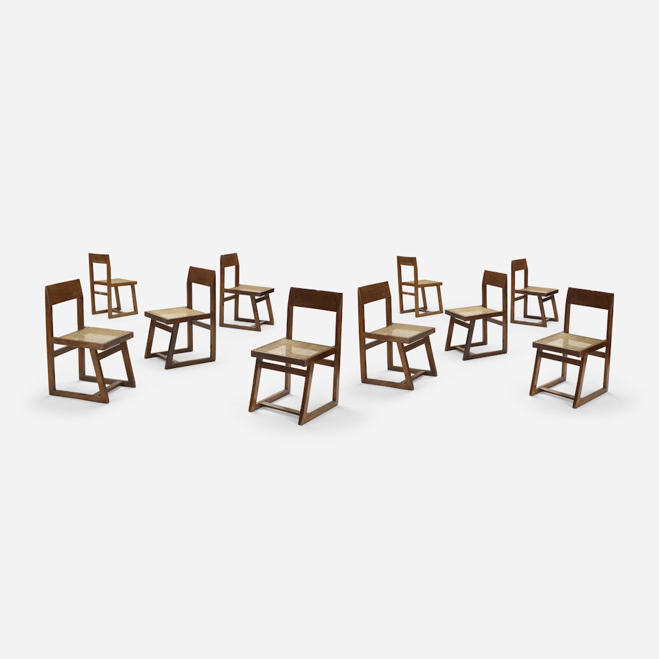 chairs from Chandigarh, set of ten by Pierre Jeanneret
