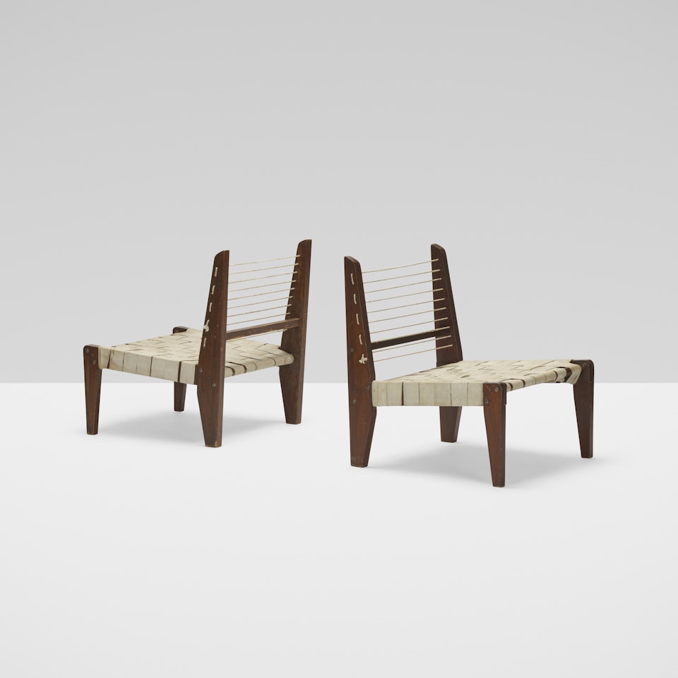 Rare lounge chairs from Chandigarh, pair by Pierre Jeanneret