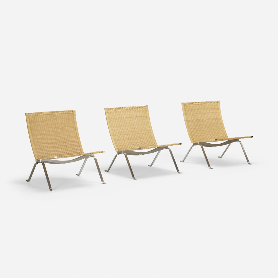 PK 22 lounge chairs, set of three by Poul Kjaerholm