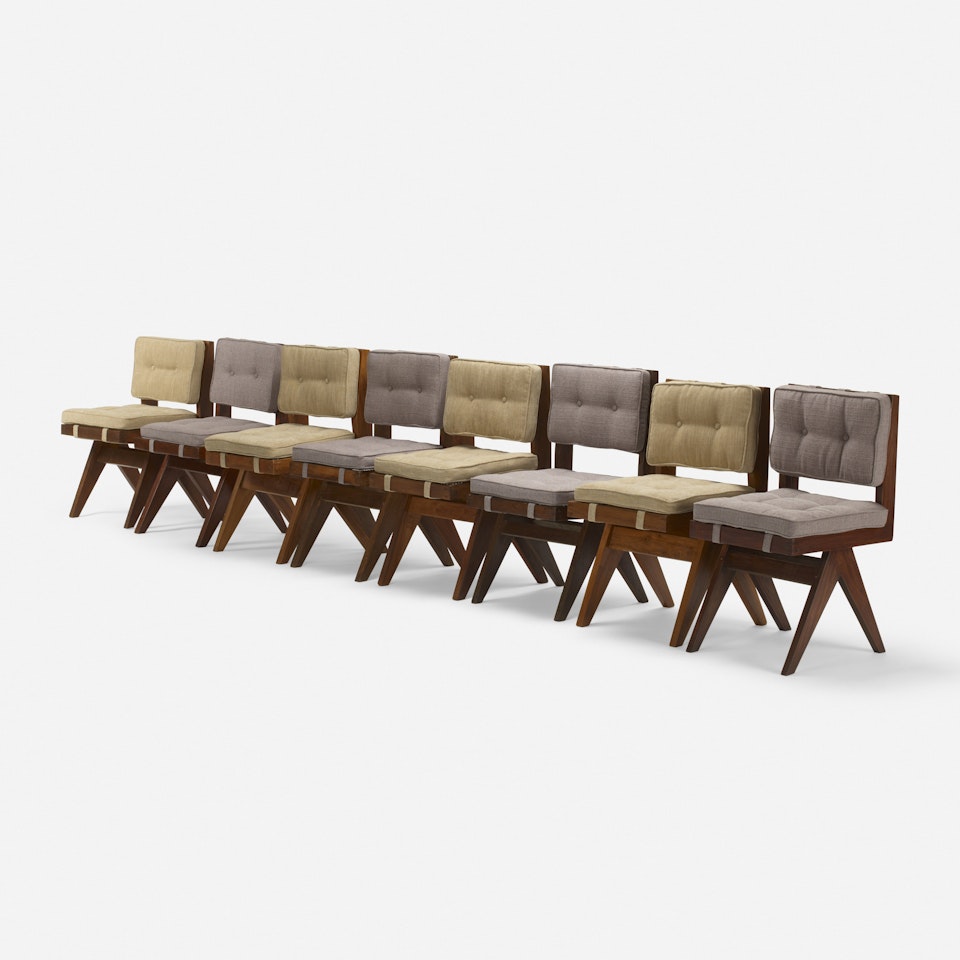 dining chairs from Chandigarh, set of eight by Pierre Jeanneret