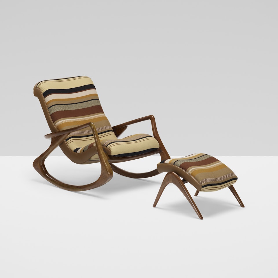 Sculpted rocking chair and ottoman by Vladimir Kagan