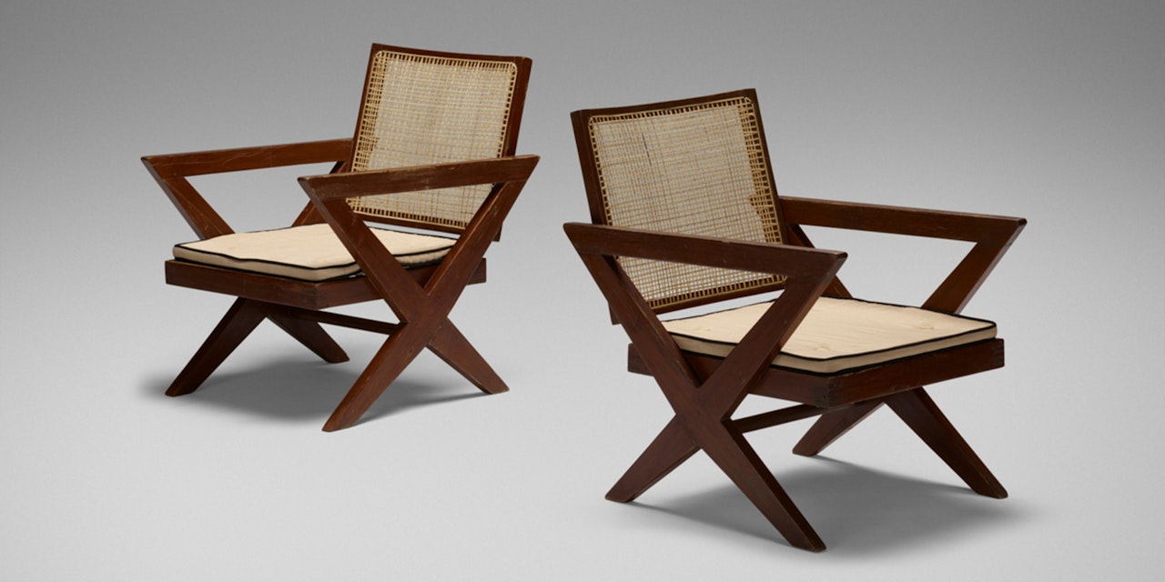 lounge chairs from Chandigarh, pair by Pierre Jeanneret