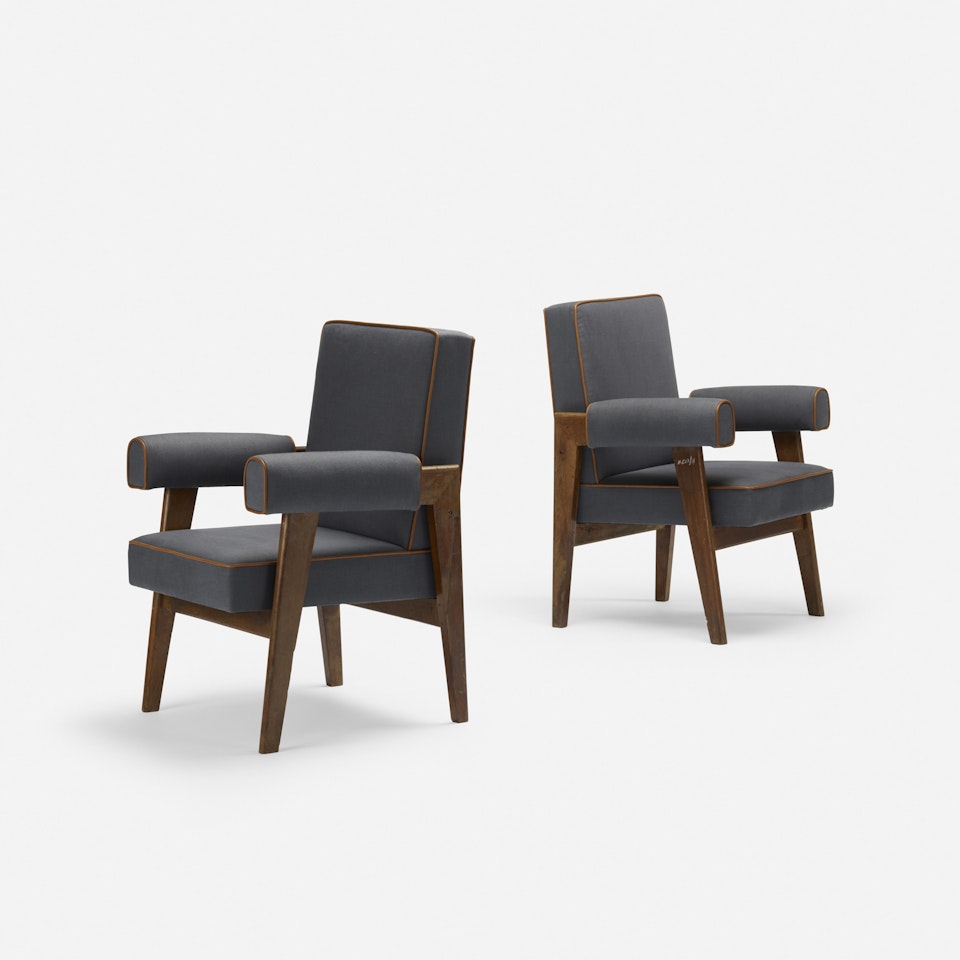 pair of Bridge armchairs from High Court, Chandigarh by Le Corbusier & Pierre Jeanneret