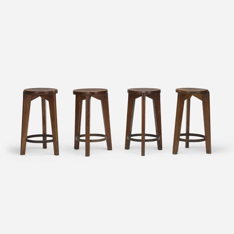 set of four stools from Punjab University, Chandigarh by Pierre Jeanneret