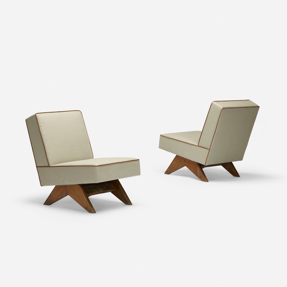 pair of lounge chairs from Punjab University, Chandigarh by Pierre Jeanneret