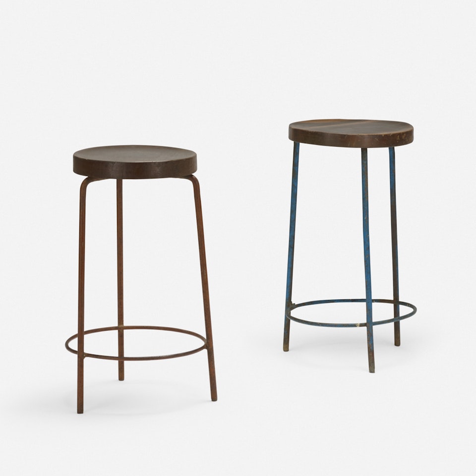 pair of stools from the College of Architecture, Chandigarh by Pierre Jeanneret