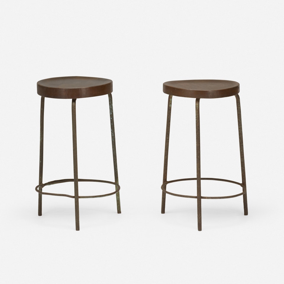 pair of stools from the College of Architecture, Chandigarh by Pierre Jeanneret