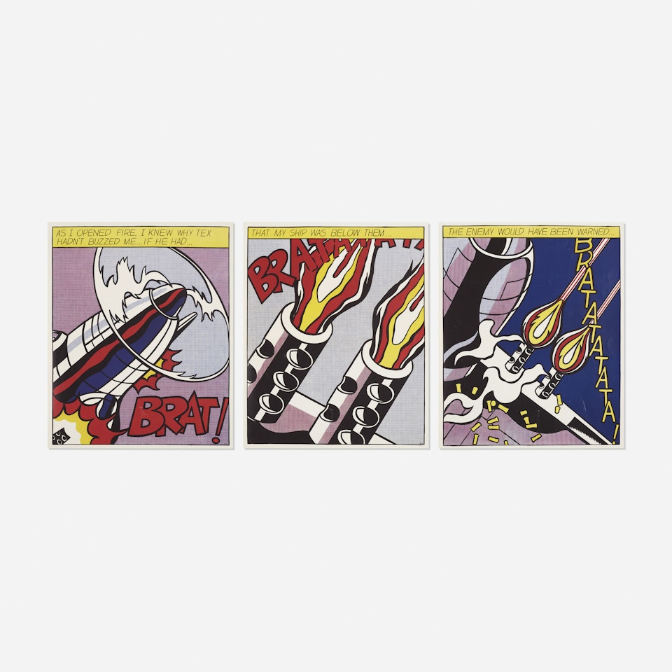 As I Opened Fire poster (triptych) by Roy Lichtenstein