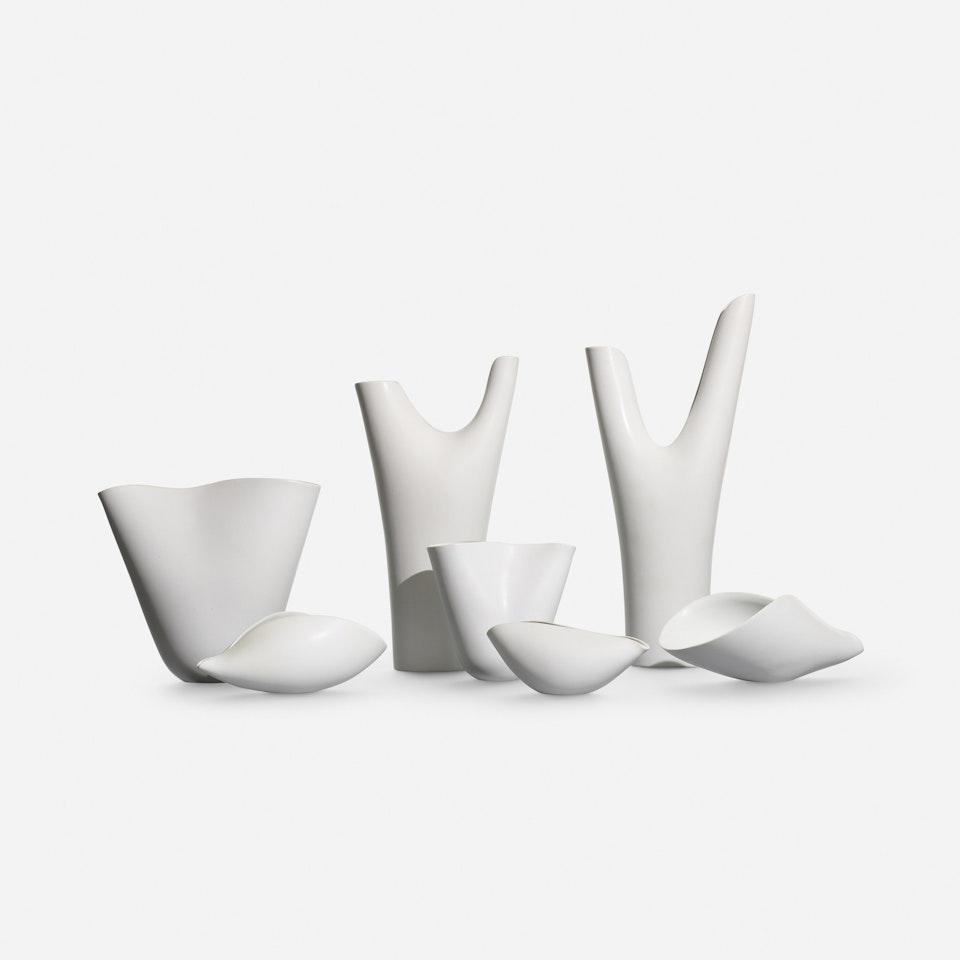 collection of seven Veckla vessels by Stig Lindberg