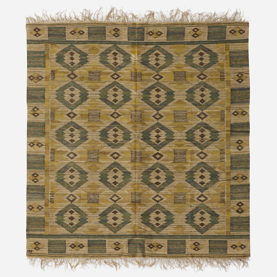Grönt på linne flatweave carpet by Märta Maas-Fjetterström