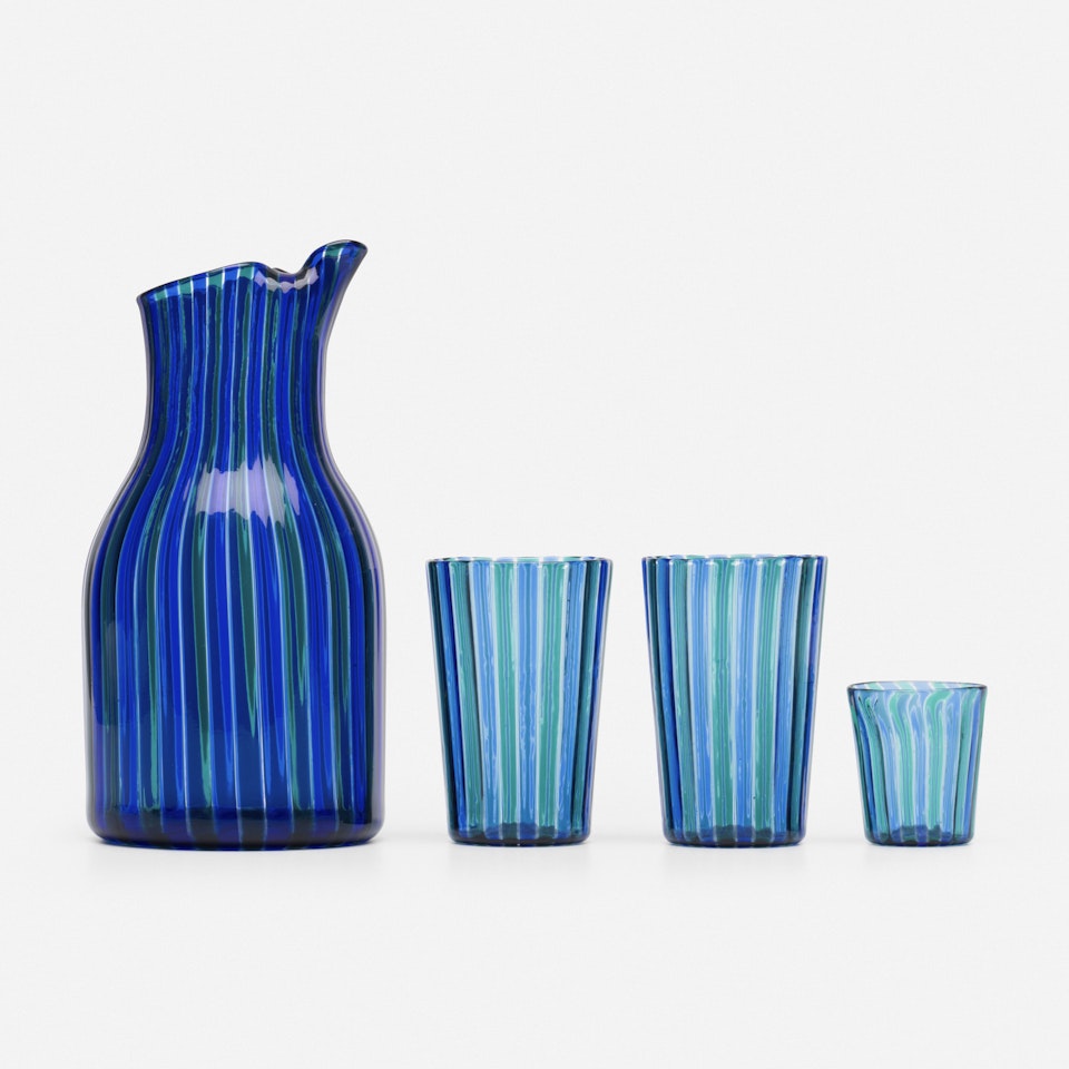 A Canne pitcher and glasses by Gio Ponti