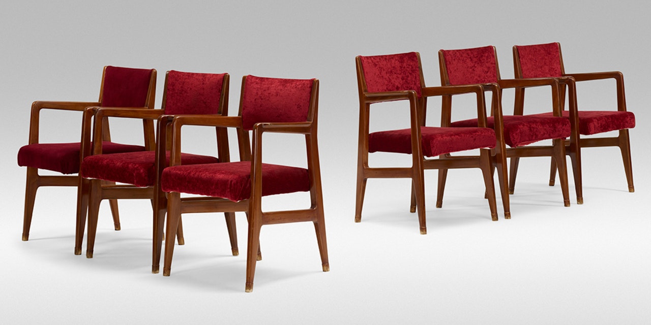 set of six dining chairs from the Augustus ocean liner by Gio Ponti