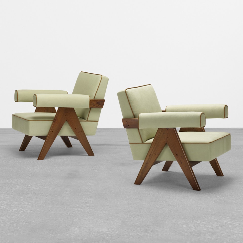 lounge chairs from Chandigarh, pair by Pierre Jeanneret