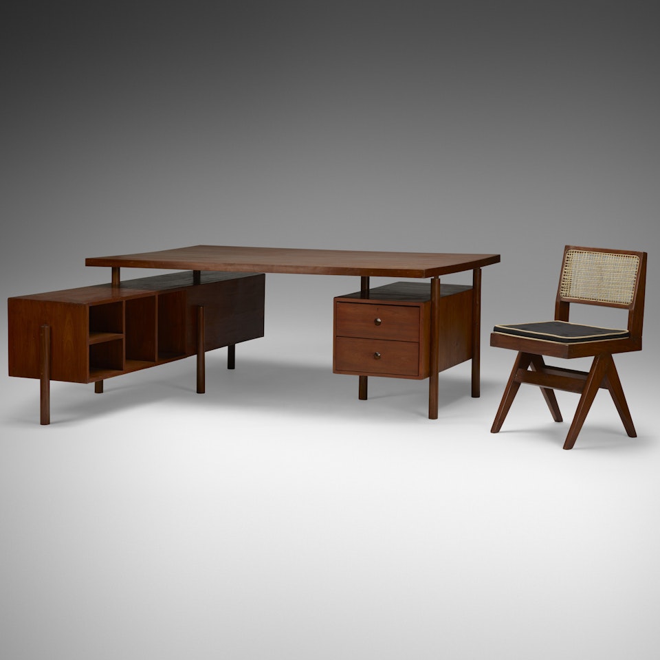 executive desk and chair from the Administrative buildings, Chandigarh by Pierre Jeanneret