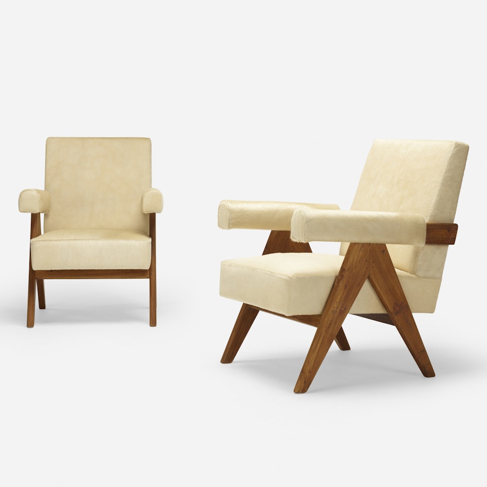 lounge chairs from Chandigarh, pair by Pierre Jeanneret
