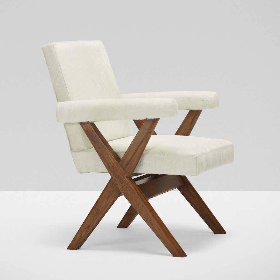 Rare Cross-Arm Office chair from the Administrative Buildings, Chandigarh by Pierre Jeanneret