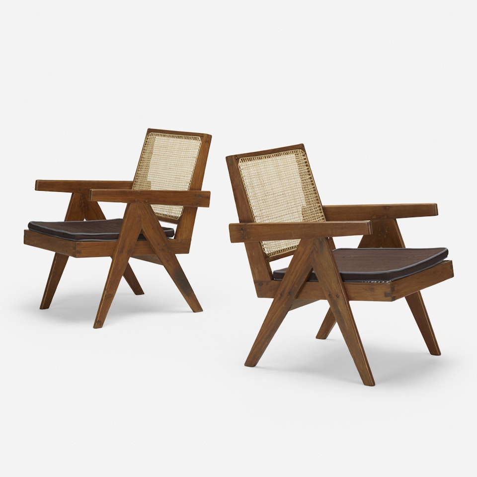 lounge chairs from the Punjab Engineering College, Chandigarh, pair by Pierre Jeanneret