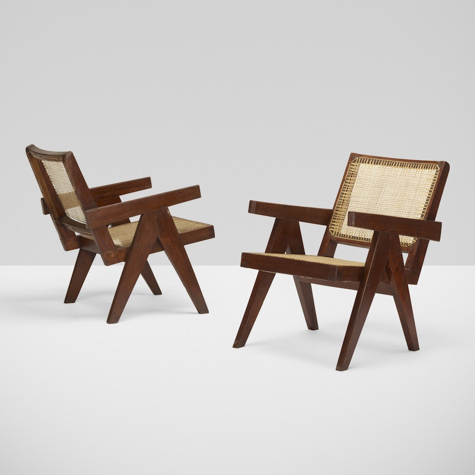 Rare Easy armchairs from Chandigarh, pair by Pierre Jeanneret