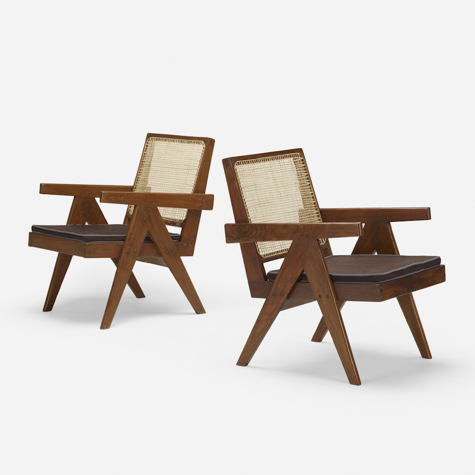 lounge chairs from the Punjab Engineering College, Chandigarh, pair by Pierre Jeanneret