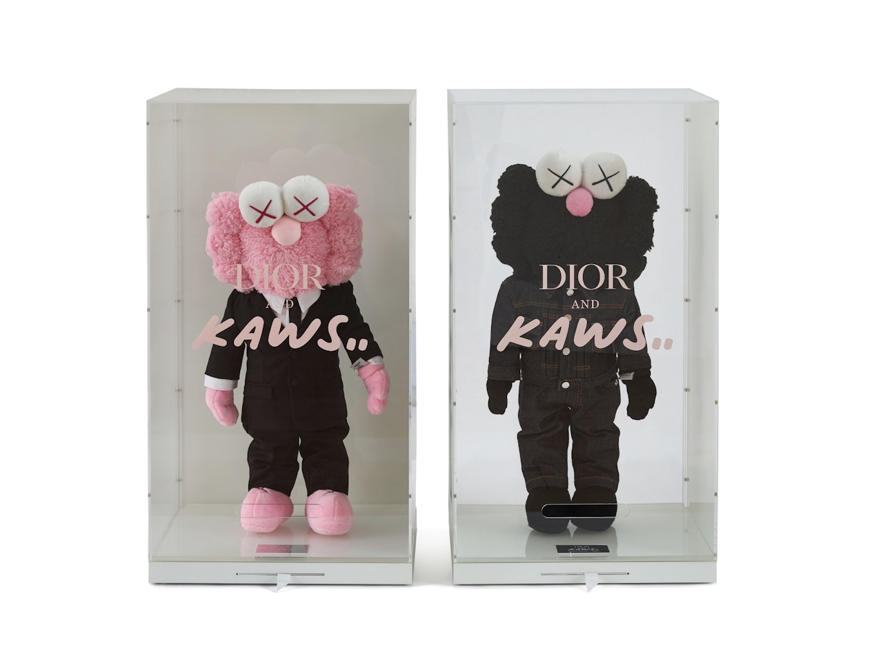 BFF PINK AND BLACK PLUSH DOLLS (TWO WORKS) by KAWS × Dior