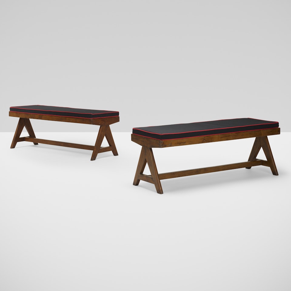 benches from the M.L.A. Flats building, Chandigarh, pair by Pierre Jeanneret