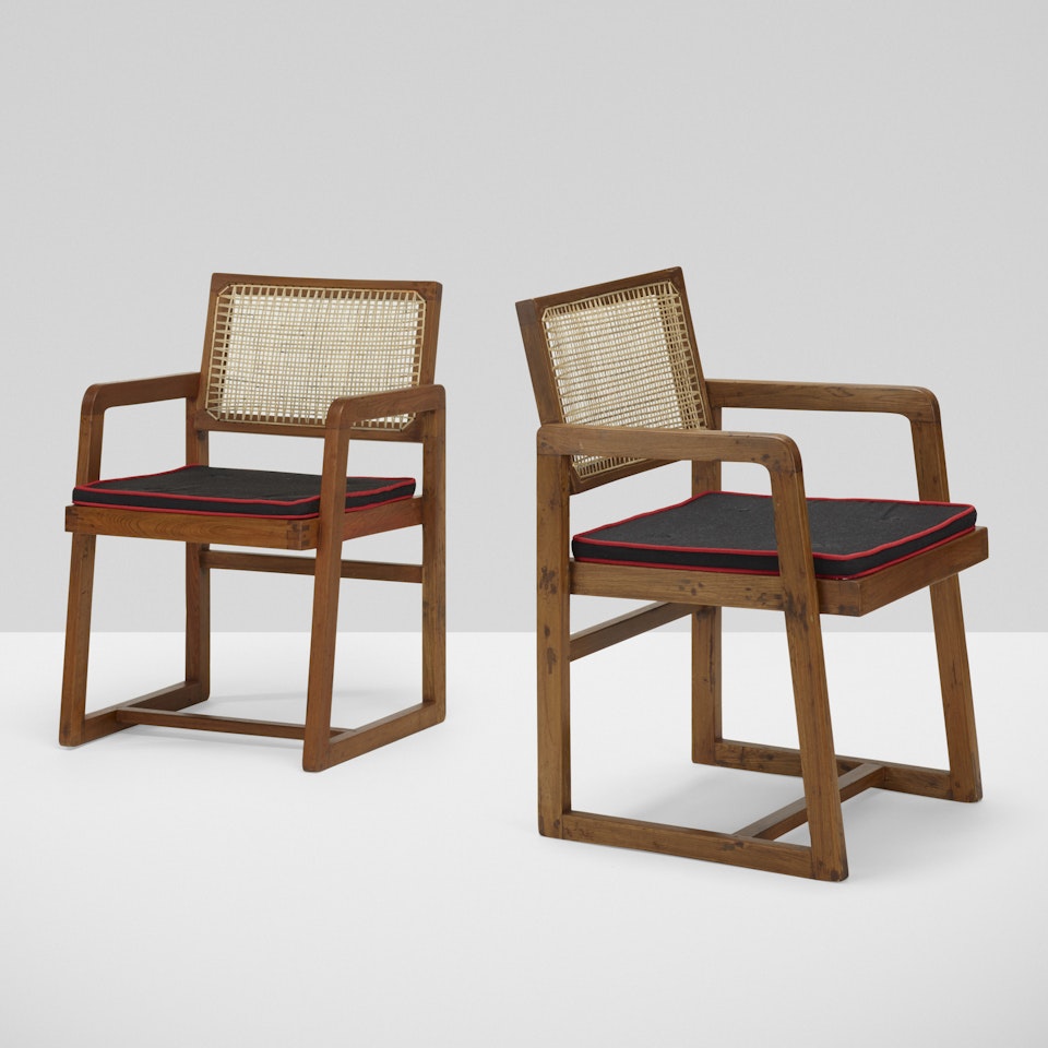 armchairs from Punjab University, Chandigarh, pair by Pierre Jeanneret