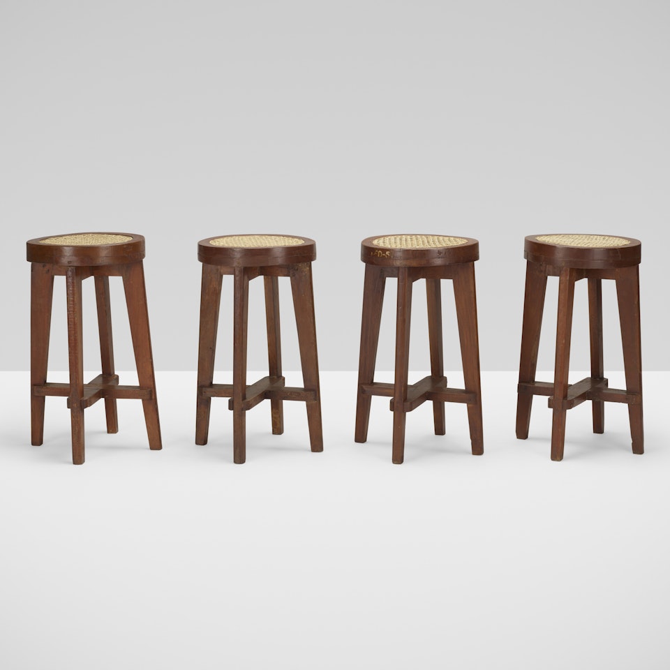 stools from Punjab University, Chandigarh, set of four by Pierre Jeanneret