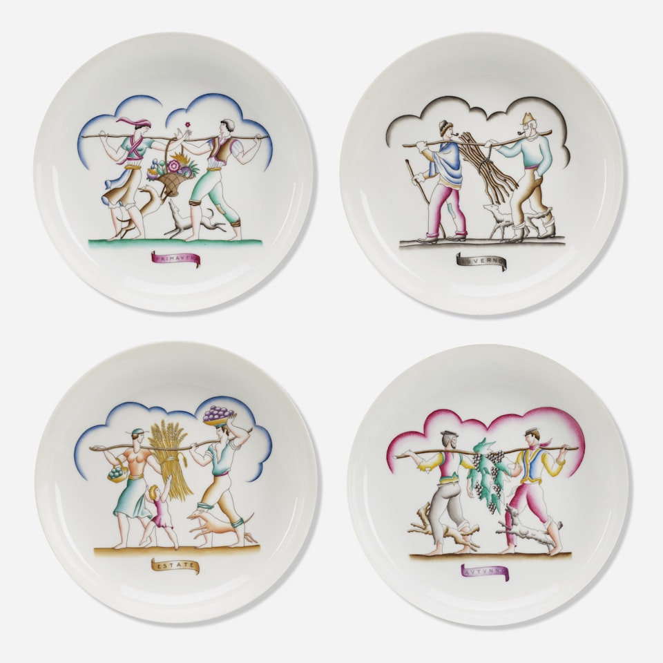 Le quattro stagioni plates, set of four by Gio Ponti