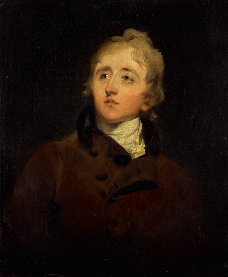 PORTRAIT OF HON. EDWARD SPENCER (1779-1823), HALF-LENGTH, WEARING A BROWN COAT WITH A BLACK COLLAR, YELLOW VEST AND WHITE STOCK by Sir Thomas Lawrence