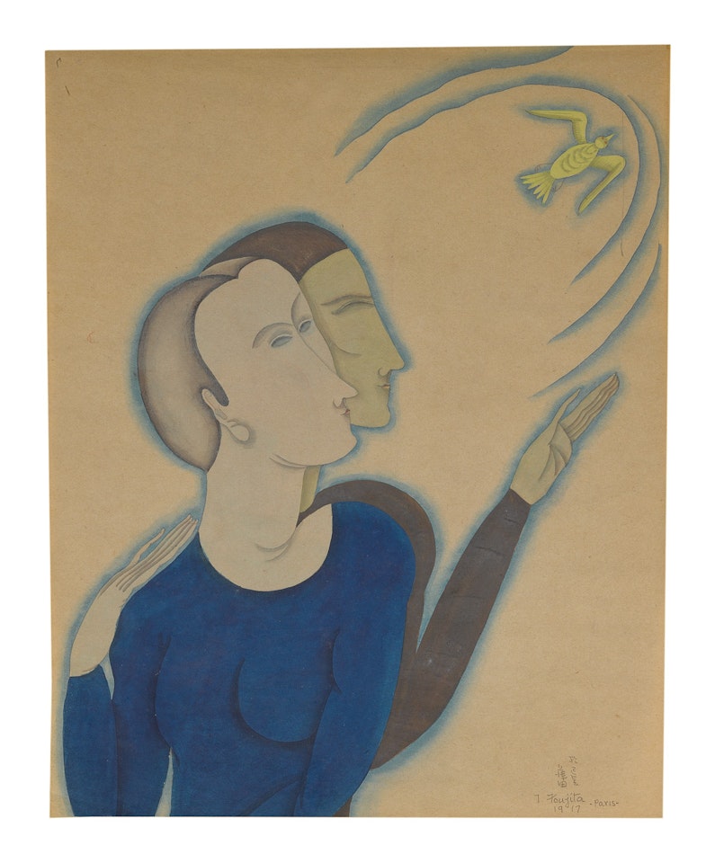 LE COUPLE À L'OISEAU by Leonard Tsuguharu Foujita