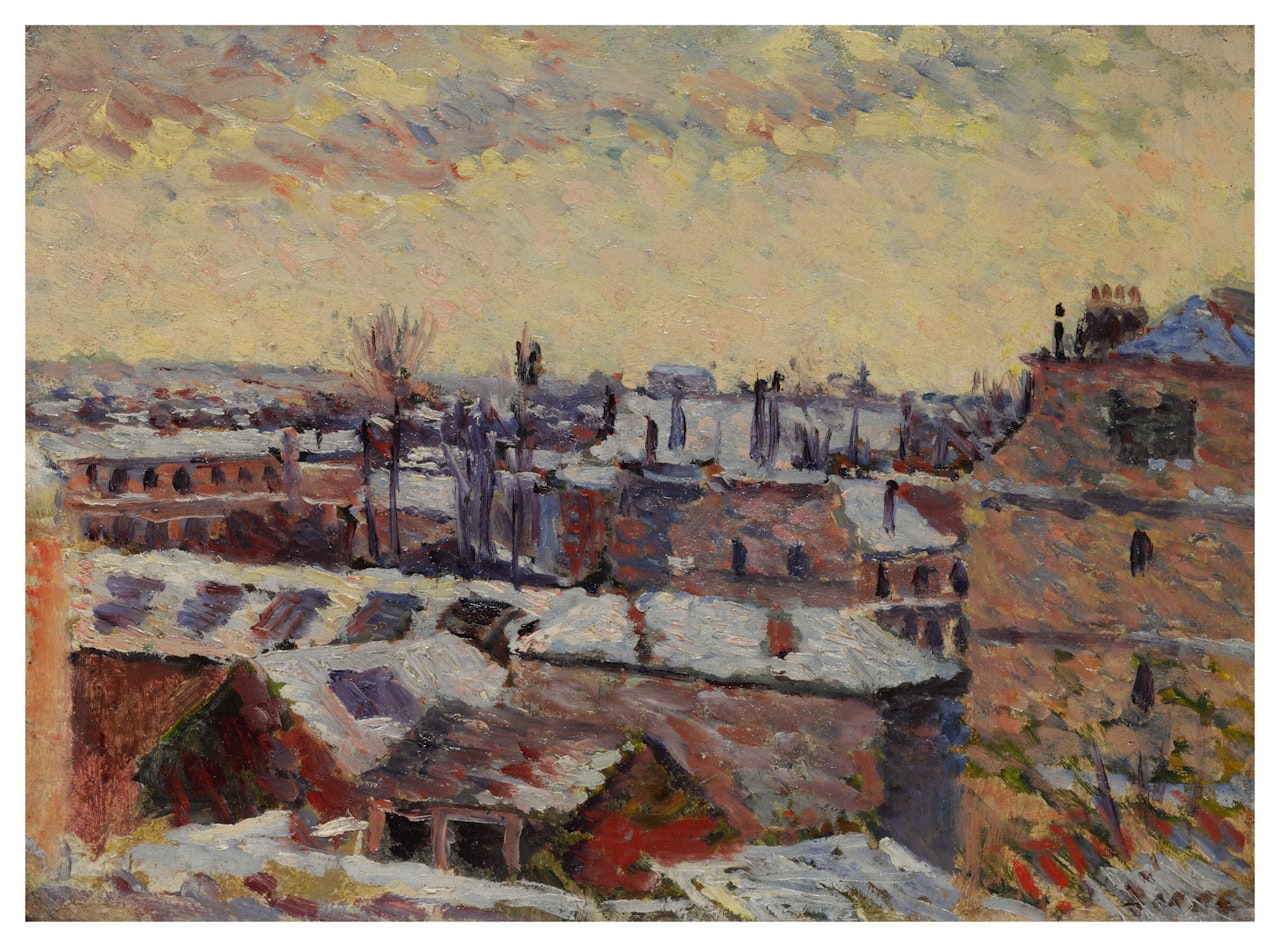 LA RUE DENFERT, LES TOITS SOUS LA NEIGE by Maximilien Luce