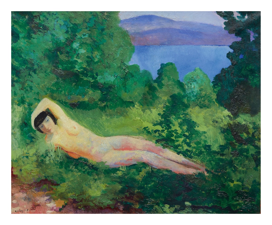 NU COUCHÉ DANS LES FEUILLAGES, ST. TROPEZ by Moïse Kisling