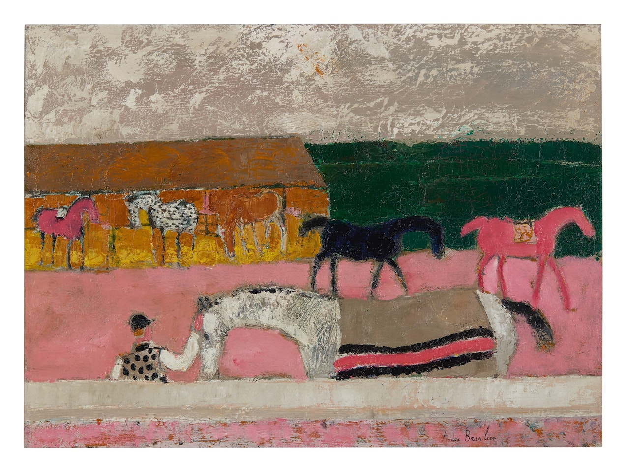 CHEVAUX AVANT LA COURSE by André Brasilier