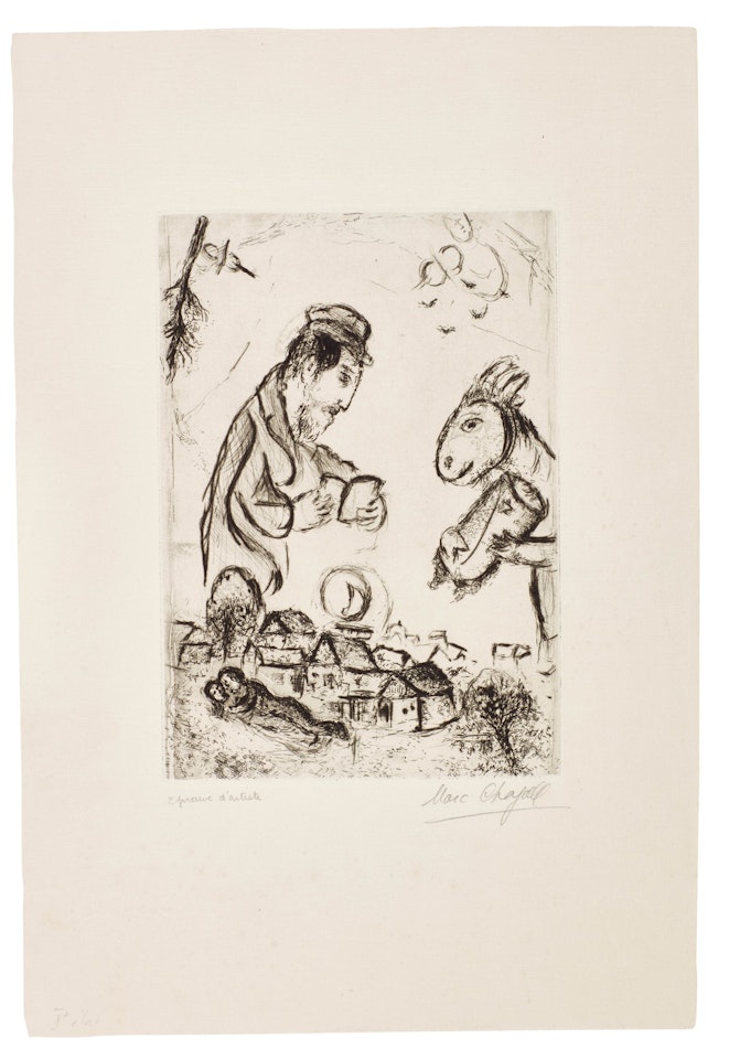 DER ESEL ÜBER DEM DORF (KORNFELD 100) by Marc Chagall