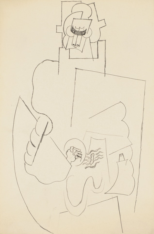 Homme au chapeau jouant de la guitare by Pablo Picasso