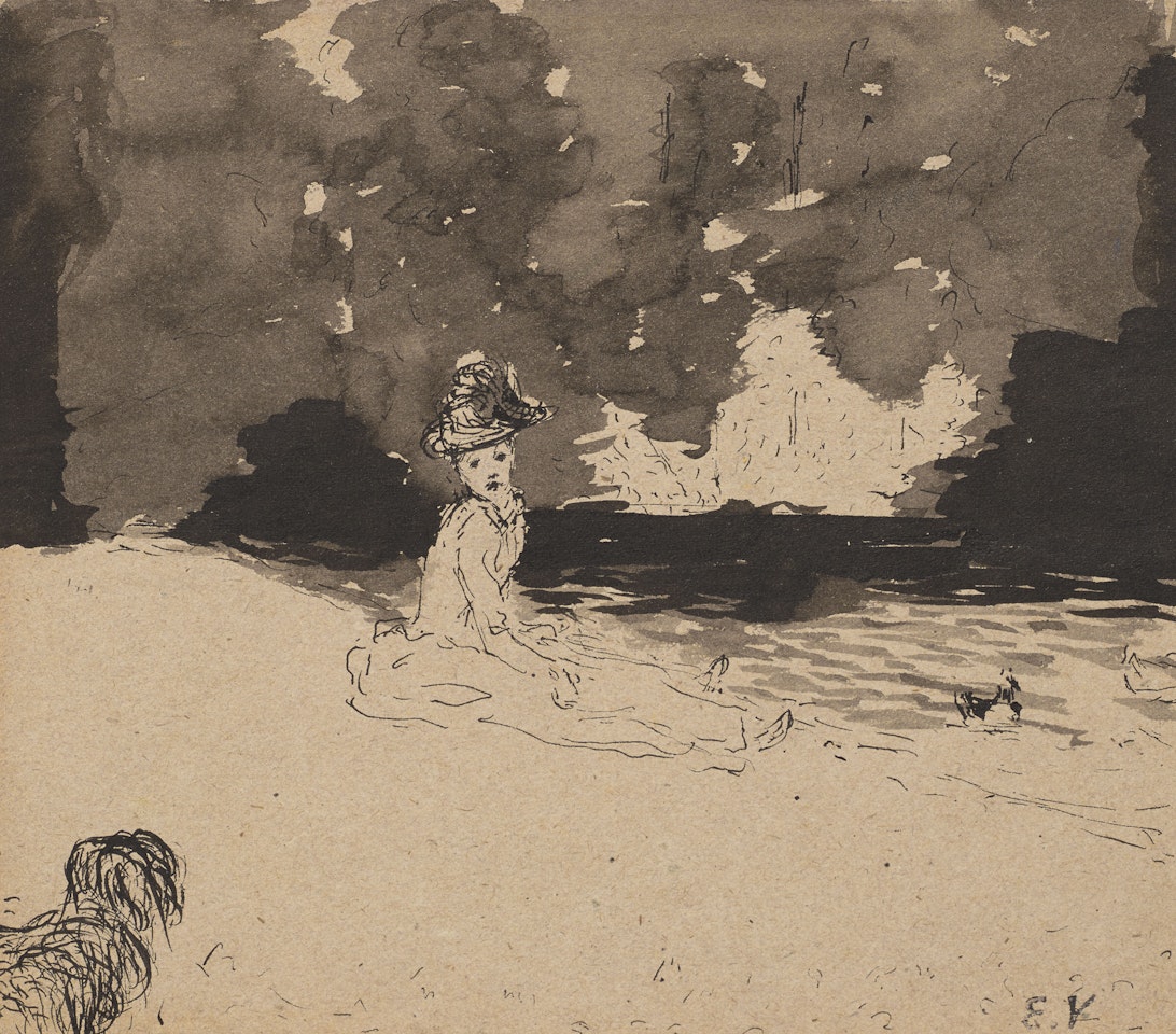Élégante au bord d'un lac by Édouard Vuillard