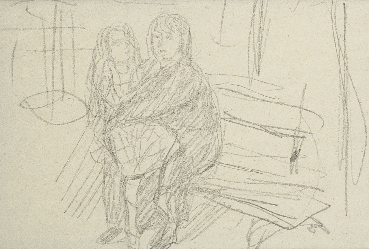 Femme et enfant sur un banc by Pierre Bonnard