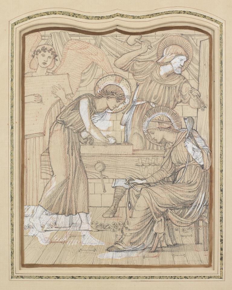 Christ in the carpenter's shop; The Baptism of Christ: two designs for the stained glass of St. Mary's Church Speldhurst by Edward Coley Burne-Jones
