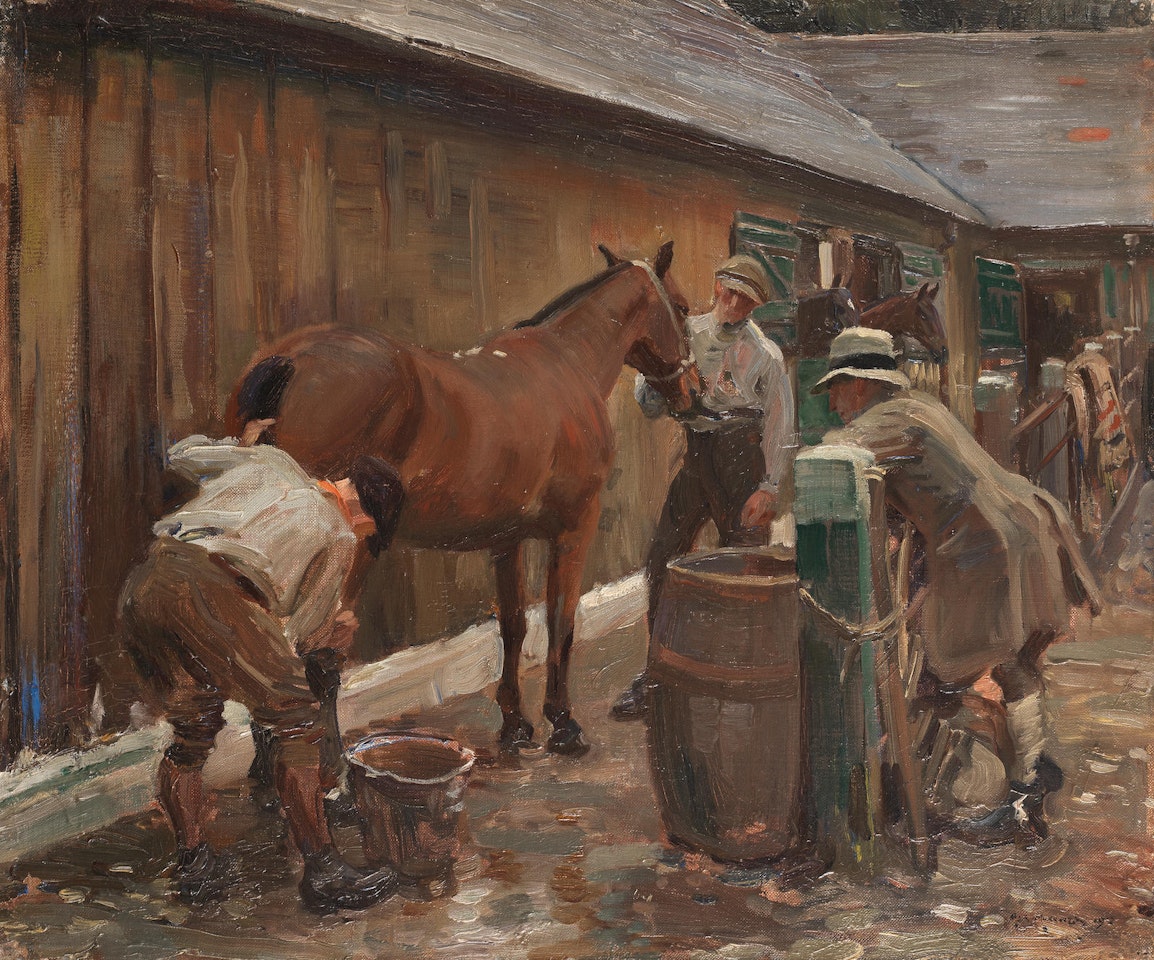 Washing a Cut by Alfred James Munnings