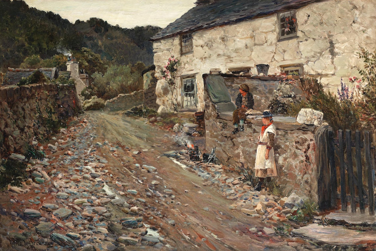A Welsh village by Alfred de Breanski