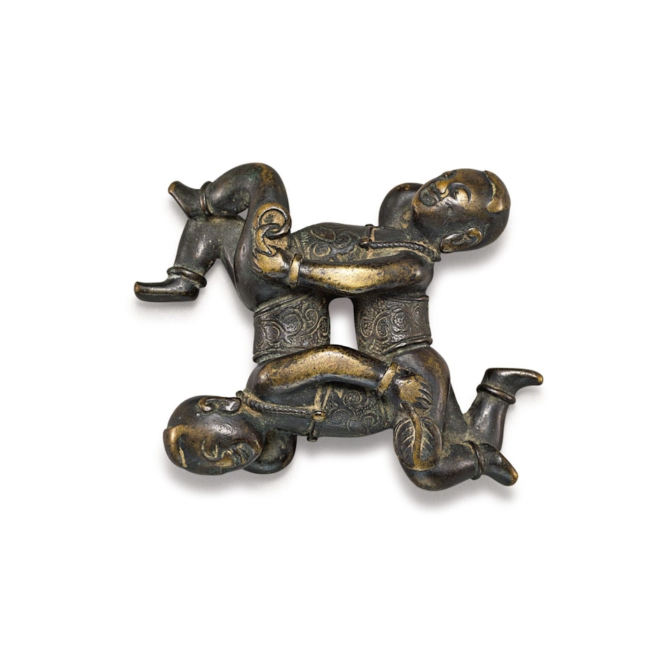 A BRONZE 'TWIN BOYS' GROUP by Anonymous