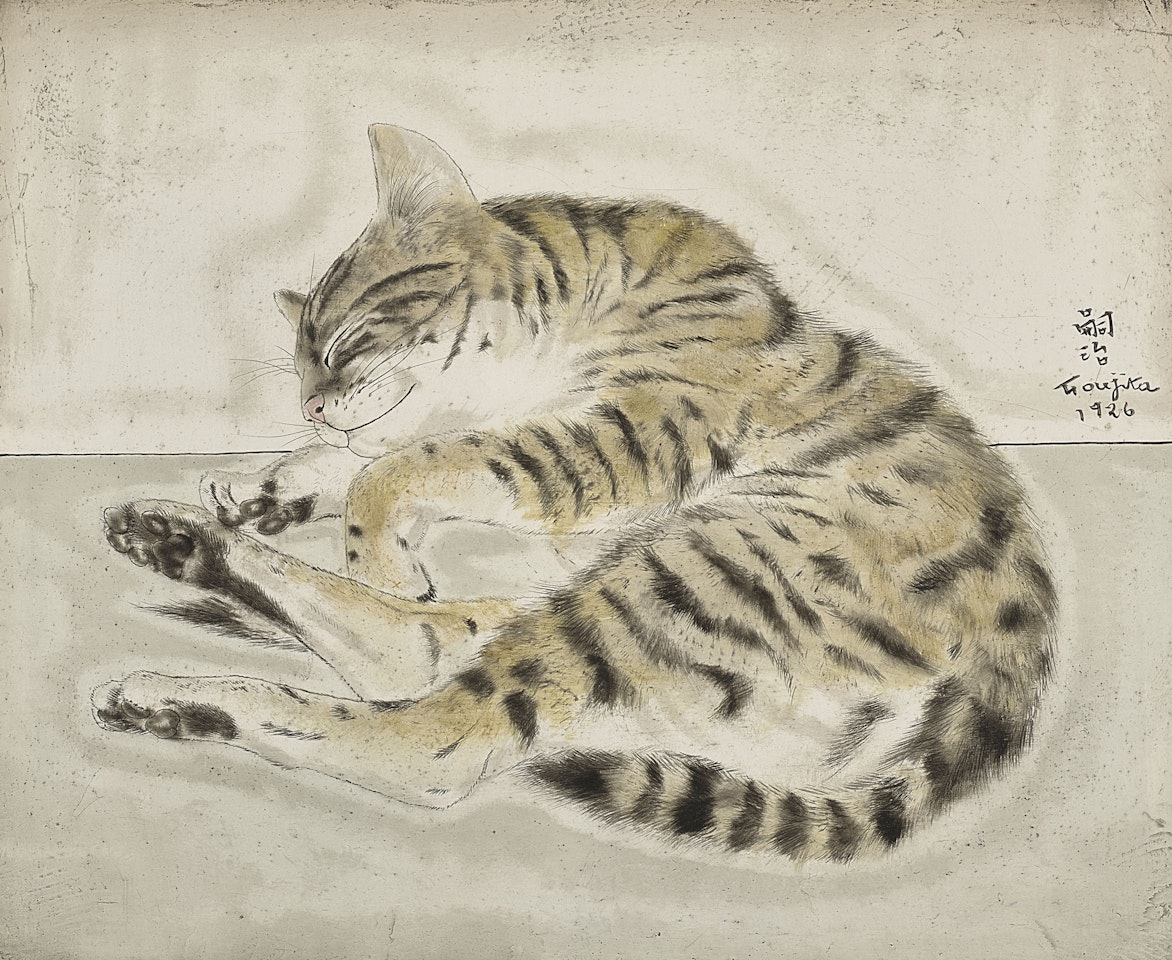 Chat endormi by Leonard Tsuguharu Foujita