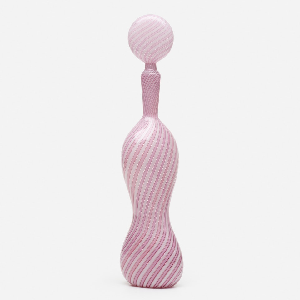 Mezza Filigrana bottle with stopper by Paolo Venini