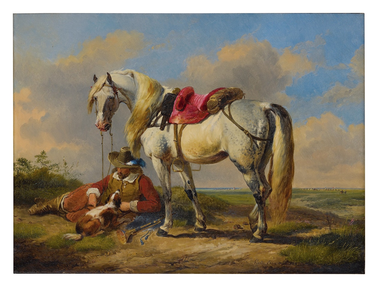 A CAVALIER AT REST  by Eugène Joseph Verboeckhoven