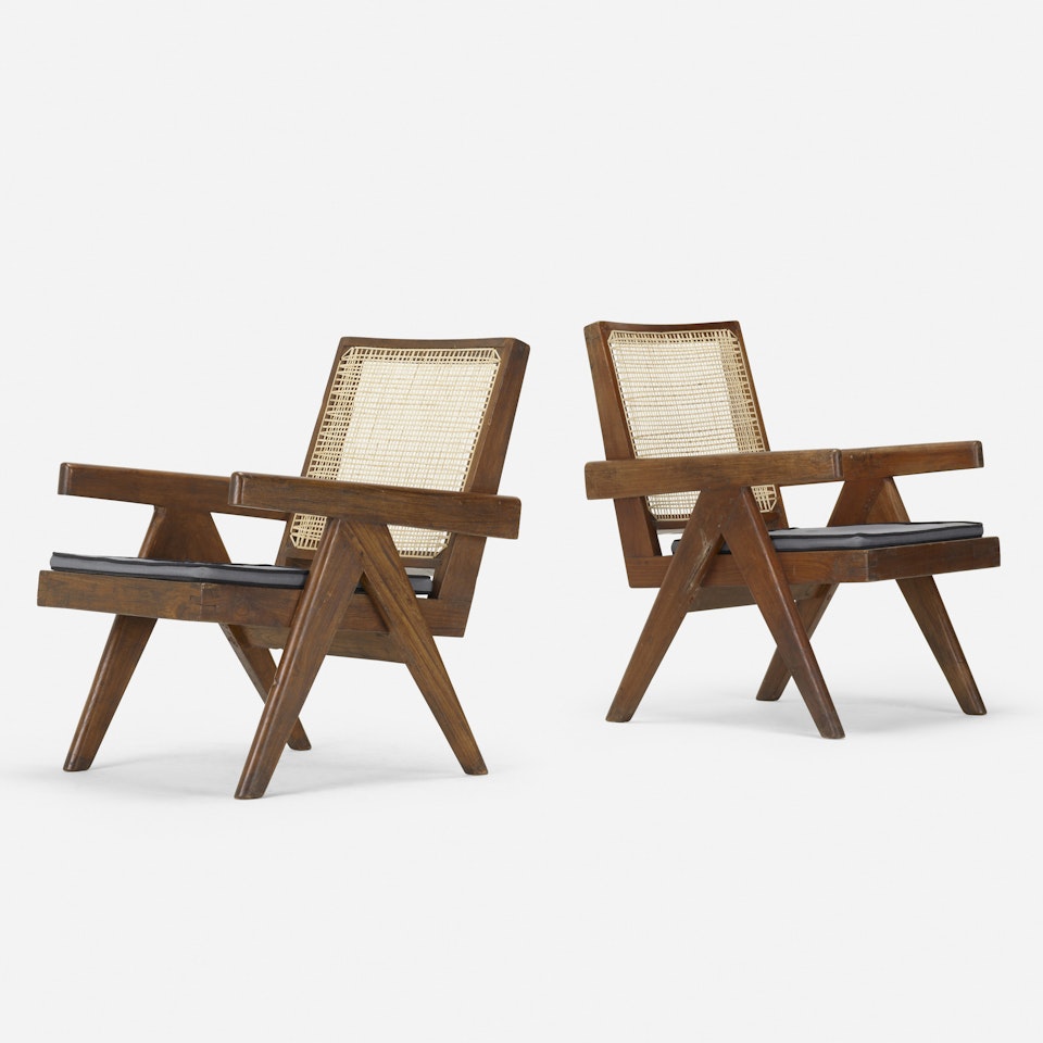 lounge chairs from the Punjab Engineering College, Chandigarh, pair by Pierre Jeanneret