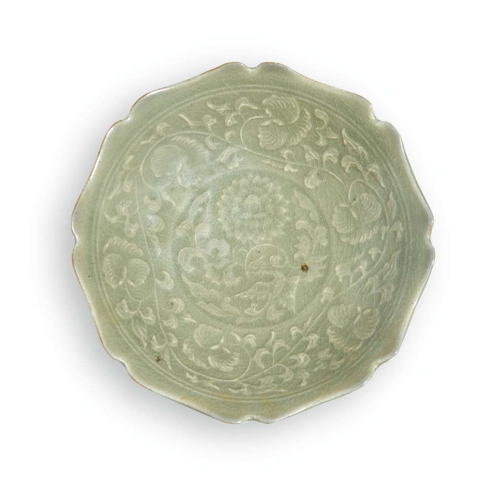 A 'YAOZHOU' CELADON FOLIATE-SHAPED DISH by Anonymous