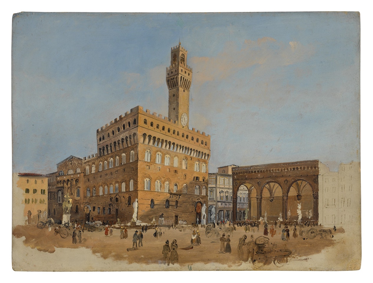 A&nbsp;SKETCH OF THE PIAZZA DELLA SIGNORIA, FLORENCE by Giuseppe Gherardi
